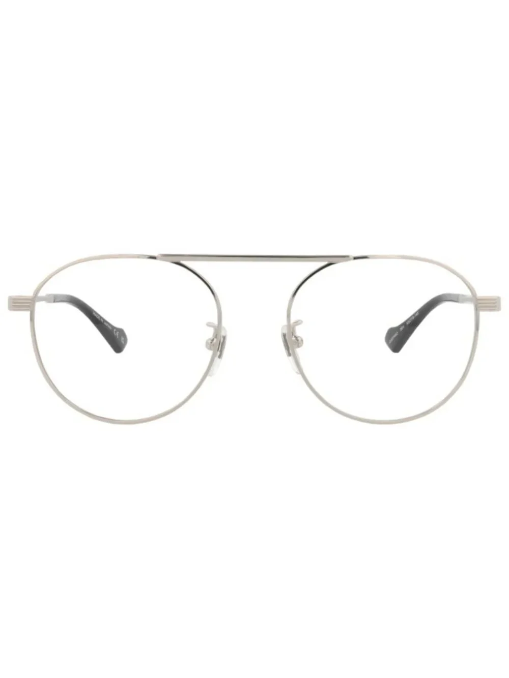 New Gucci Women's Eyeglasses Round Oval Metal Frame Mens Silver Silver